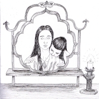 Woman in front of a mirror